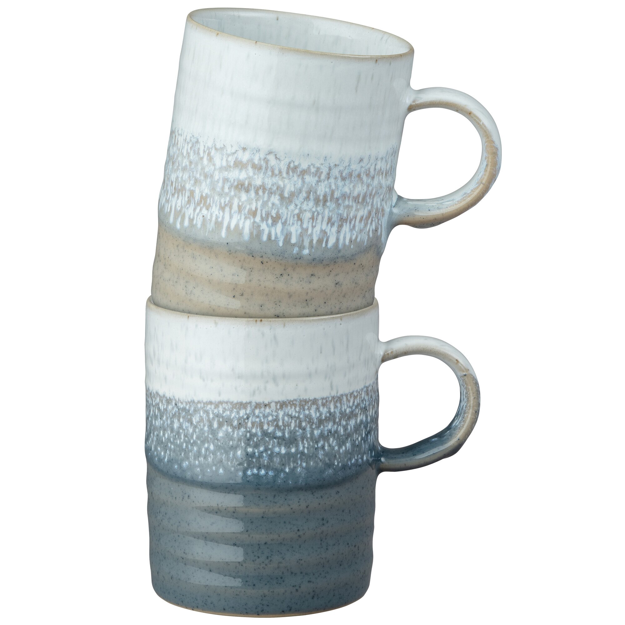 Product photograph of Kiln Accents Set Of 2 Ridged Mugs Taupe Slate from Denby Retail Ltd